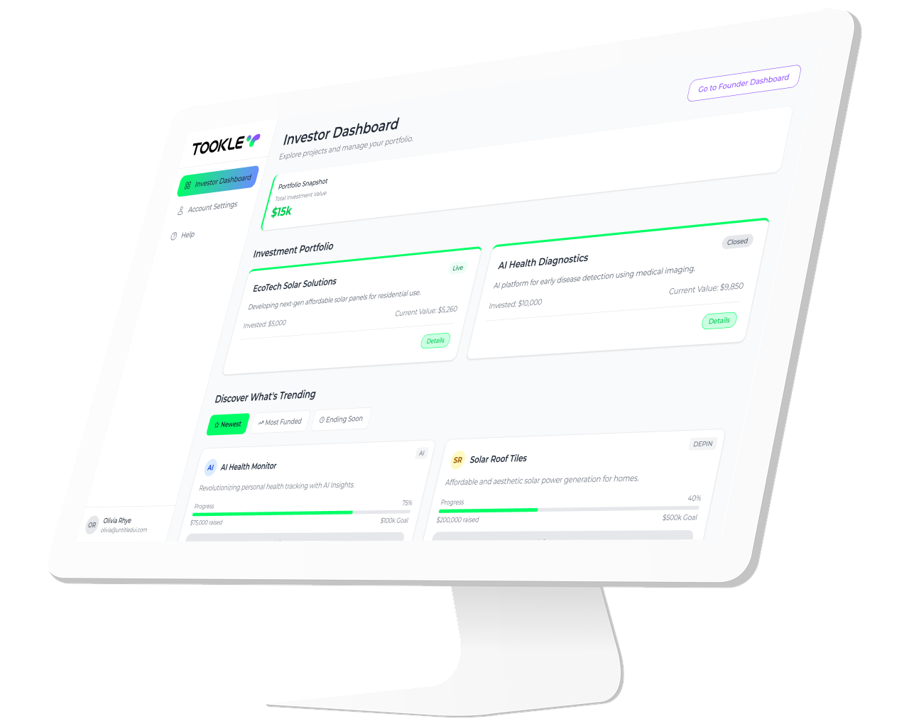 Tookle platform interface showing simplified fundraising process